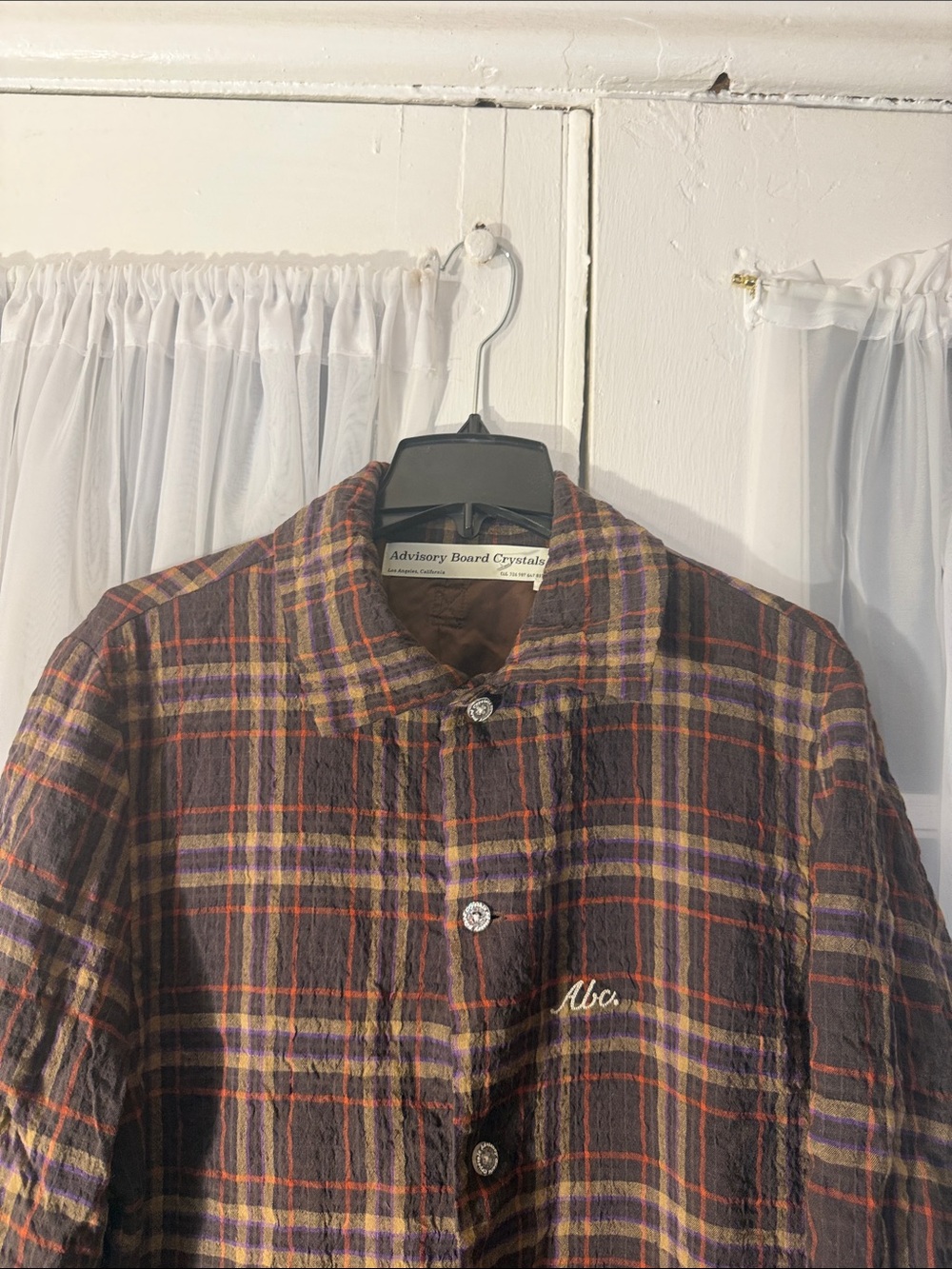 Advisory Board Crystals ABC Plaid Long Coat Jacket Men’s Large Linen Blend - Picture 3 of 12